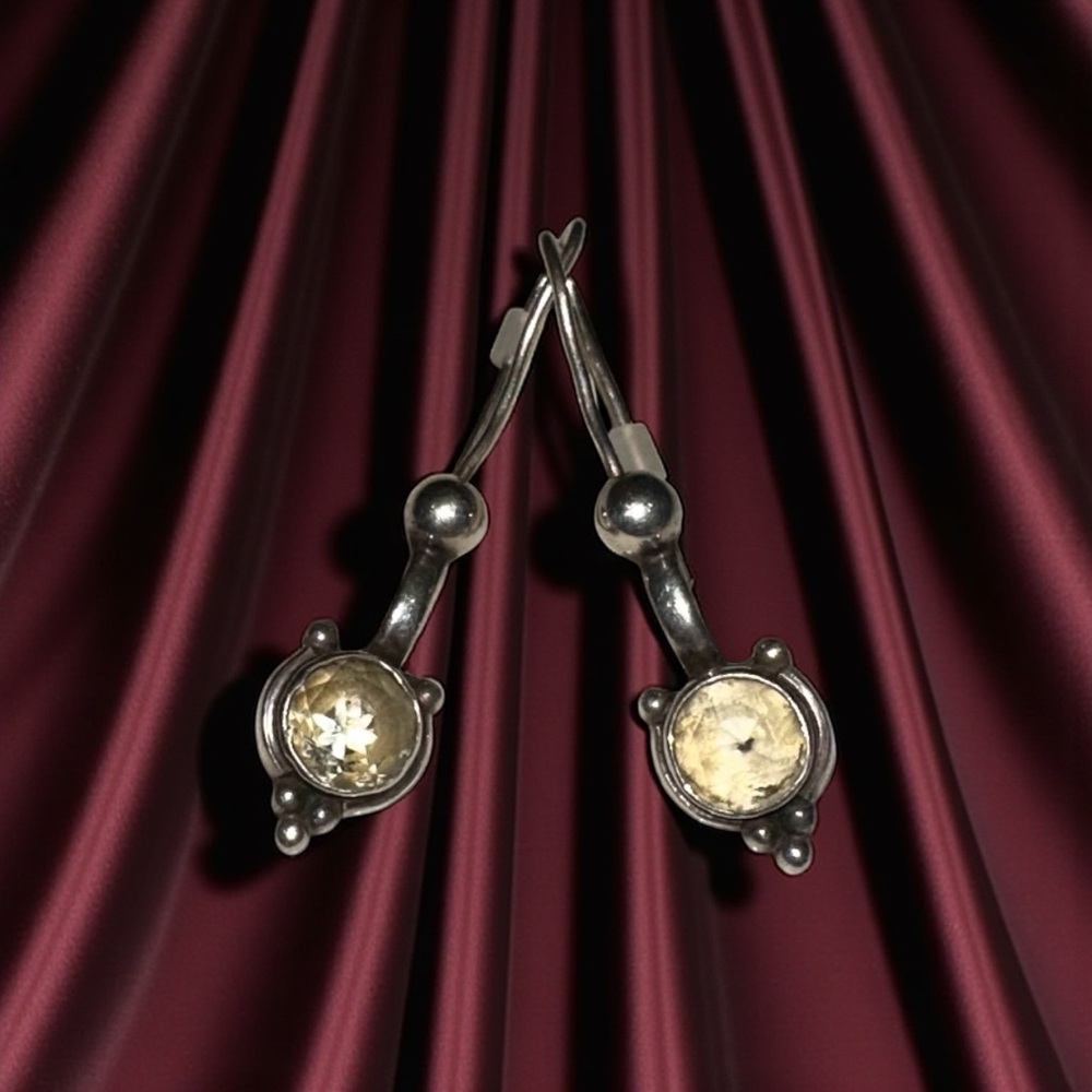 Elegant .925 BALI Silver CITRINE Drop Earrings with rubber back stoppers